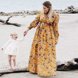 Yellow Floral Long Sleeve Maxi